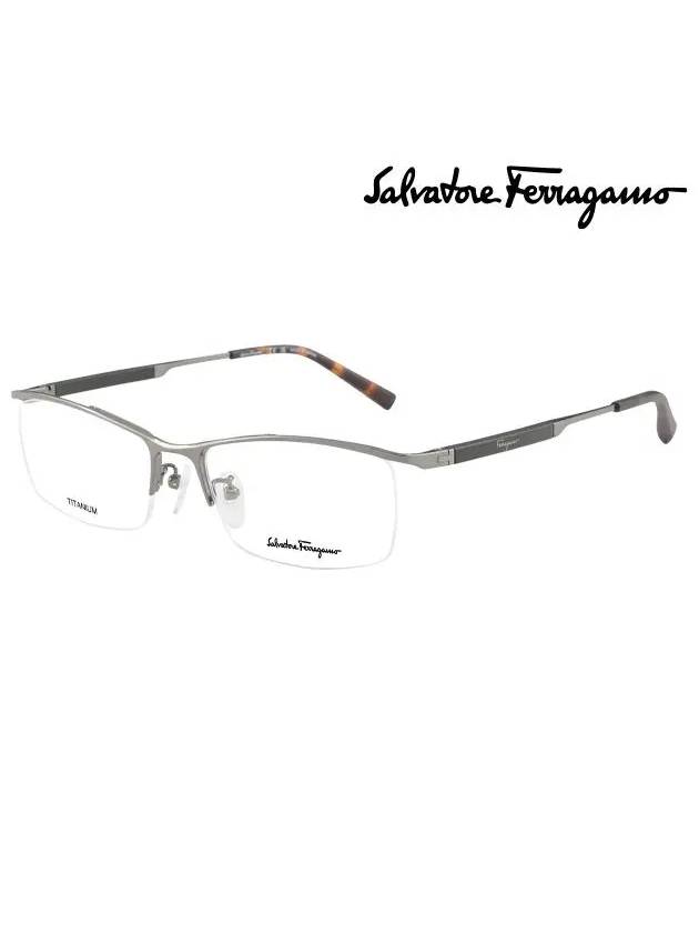 Eyewear Logo Rectangular Titanium Eyeglasses Demi Brown - SALVATORE FERRAGAMO - BALAAN 2