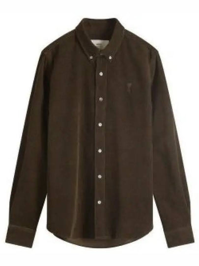 long sleeve shirt USH060 CO0089 221 DARK COFFEE - AMI - BALAAN 2