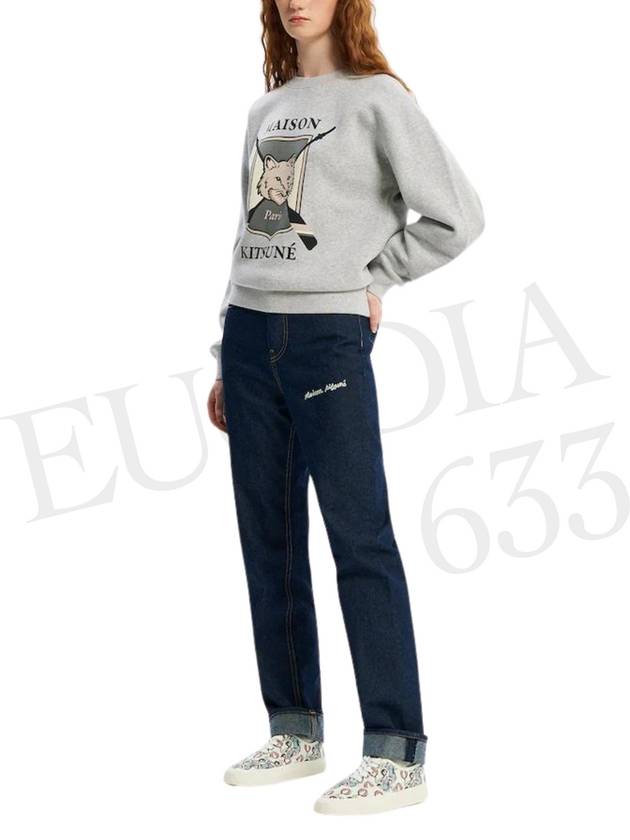 College Fox Print Sweatshirt Light Grey Melange - MAISON KITSUNE - BALAAN 8