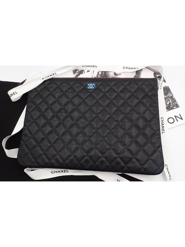 Large Classic Caviar Silver Logo Clutch Bag Black - CHANEL - BALAAN 2