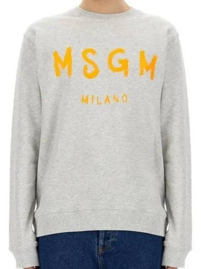 Logo Print Cotton Long Sleeve T-Shirt Light Grey - MSGM - BALAAN 2