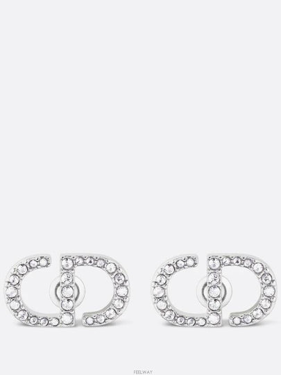 Petit CD Stud Crystal Earrings Silver - DIOR - BALAAN 2