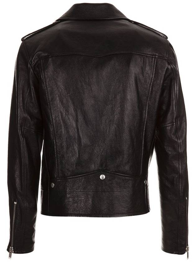 Classic Motorcycle Leather Jacket Black - SAINT LAURENT - BALAAN 3