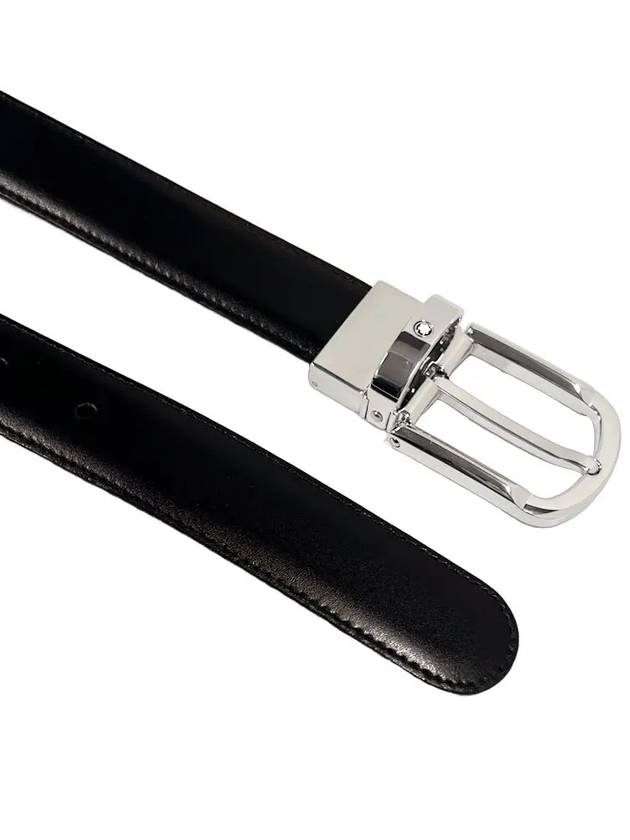 Round Buckle 30mm Reversible Leather Belt Black Brown - MONTBLANC - BALAAN 4