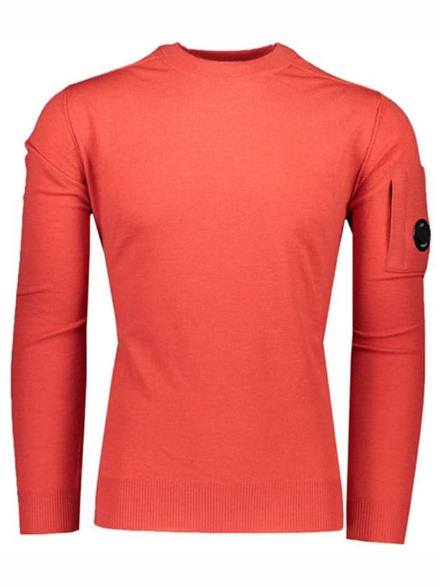 Men's Lens Wappen Merino Wool Knit Top Red - CP COMPANY - BALAAN.