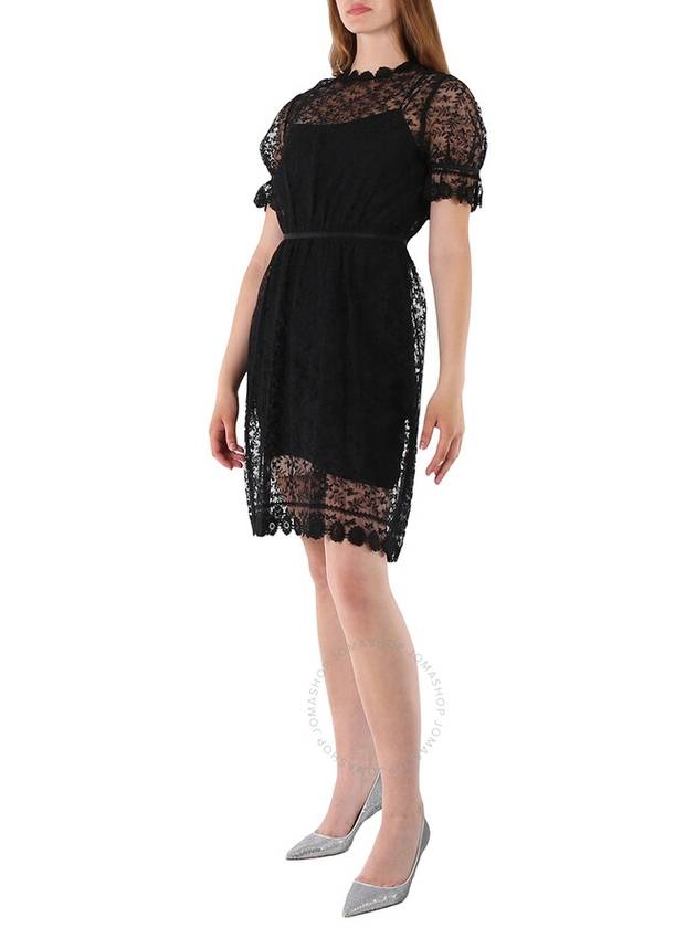 Women's Embroidered Tulle Lace Midi Dress Black - BURBERRY - BALAAN 4