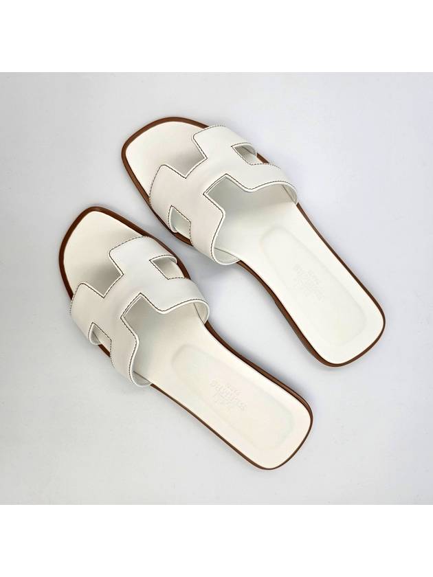 Oran Calfskin Slippers Blanc - HERMES - BALAAN 9