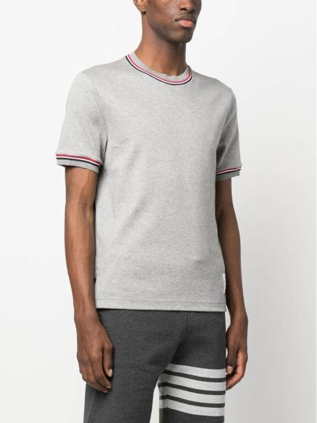 RWB Trimmed Cotton Short Sleeve T-Shirt Grey - THOM BROWNE - BALAAN 4