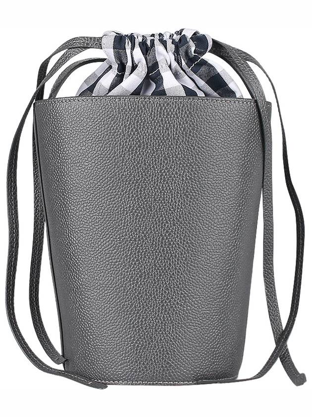 Women’s Gingham Pebble Grain Mini Bucket Bag Dark Grey - THOM BROWNE - BALAAN 7