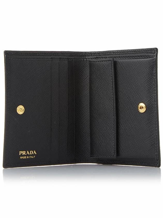 Gold Hardware Triangle Logo Saffiano Half Wallet Black - PRADA - BALAAN 8