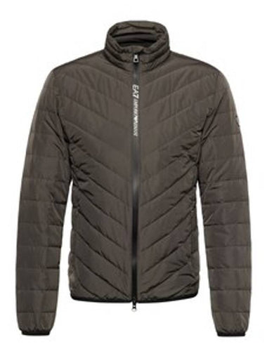 Logo Hooded Down Padding Grey - EMPORIO ARMANI - BALAAN 1