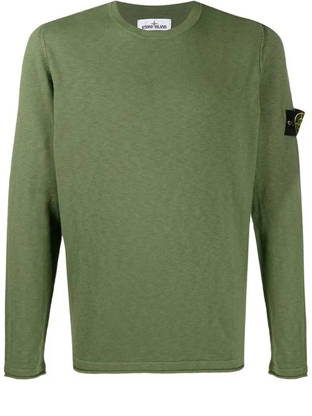 Men's Wappen Patch Round Neck Knit Top Green - STONE ISLAND - BALAAN 3