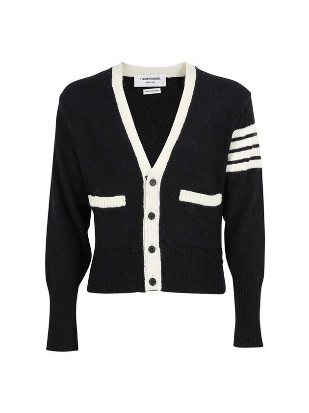 4S Wool Cardigan Black - THOM BROWNE - BALAAN 1