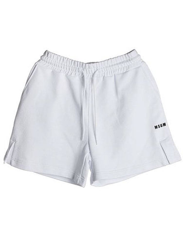 Women's Micro Logo Bermuda Cotton Shorts White - MSGM - BALAAN 1