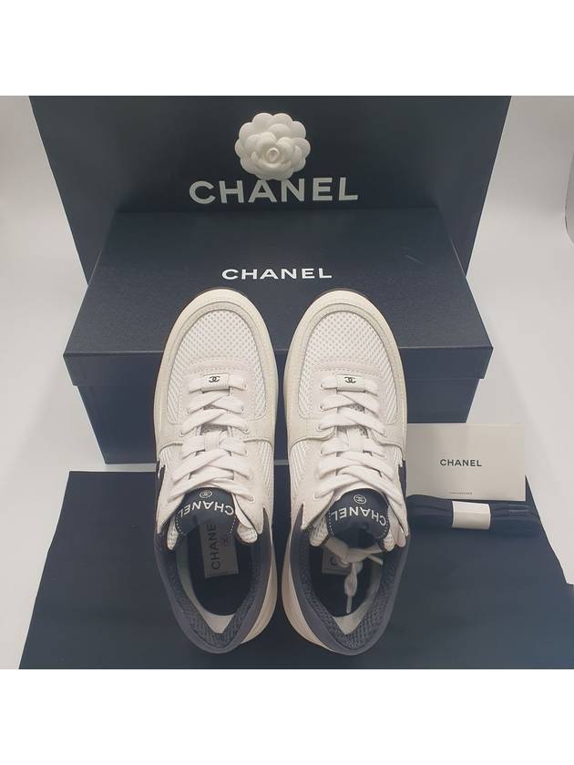 CC Logo Suede Tennis Low Top Sneakers Black - CHANEL - BALAAN 3