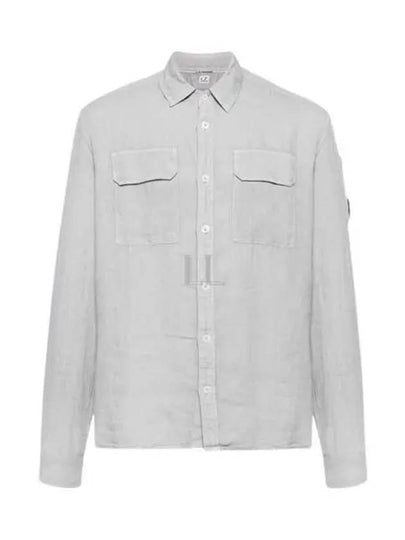 Linen Pocket Long Sleeve Shirt Grey - CP COMPANY - BALAAN 2