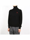 Men's Heart Logo Wool Turtleneck Black - AMI - BALAAN 3