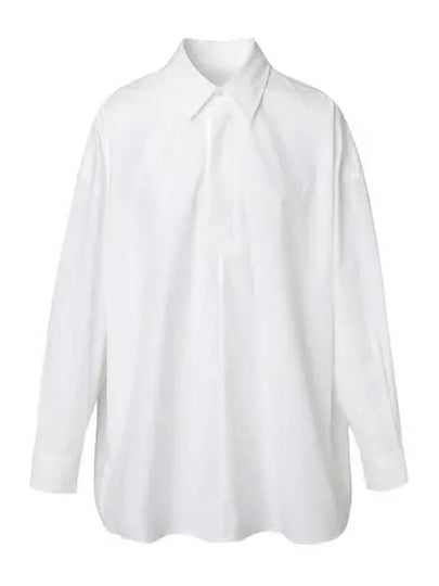 Curved Hem Oversized Fit Long Sleeve Shirt White - AMI - BALAAN 2