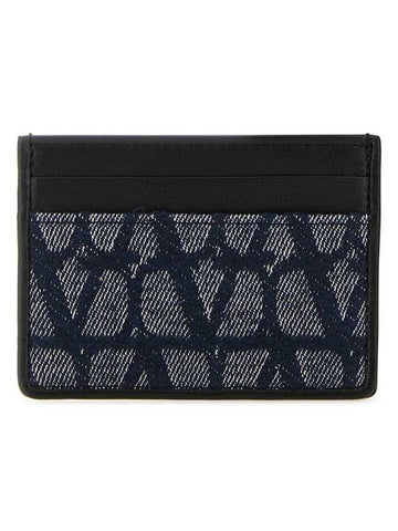 Toile Iconographe Jacquard Card Wallet Navy Black - VALENTINO - BALAAN 1