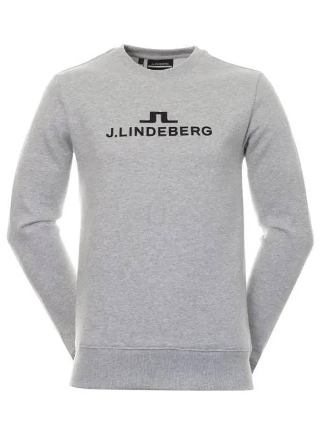 Men's Alpha Crew Neck Hoodie Light Grey Melange - J.LINDEBERG - BALAAN 2