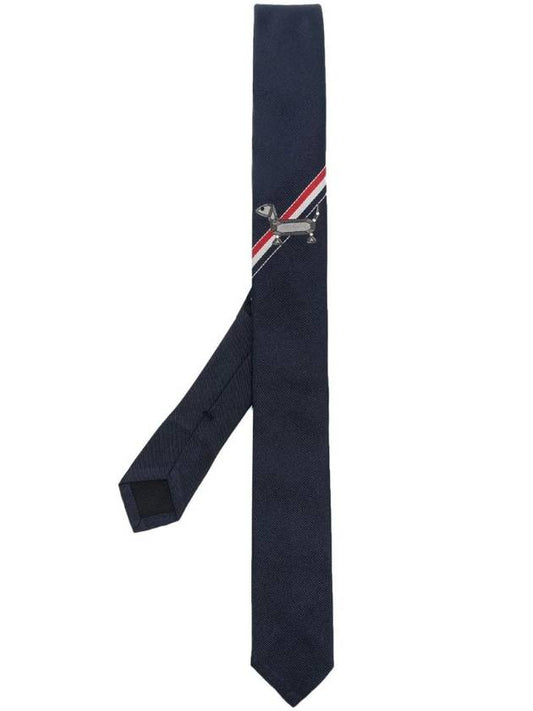 Hector Jacquard Silk Tie Navy - THOM BROWNE - BALAAN 1