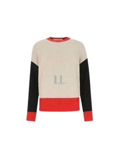 Women's Embroidered Back Logo Color Block Cashmere Knit Top Swan - MARNI - BALAAN 2