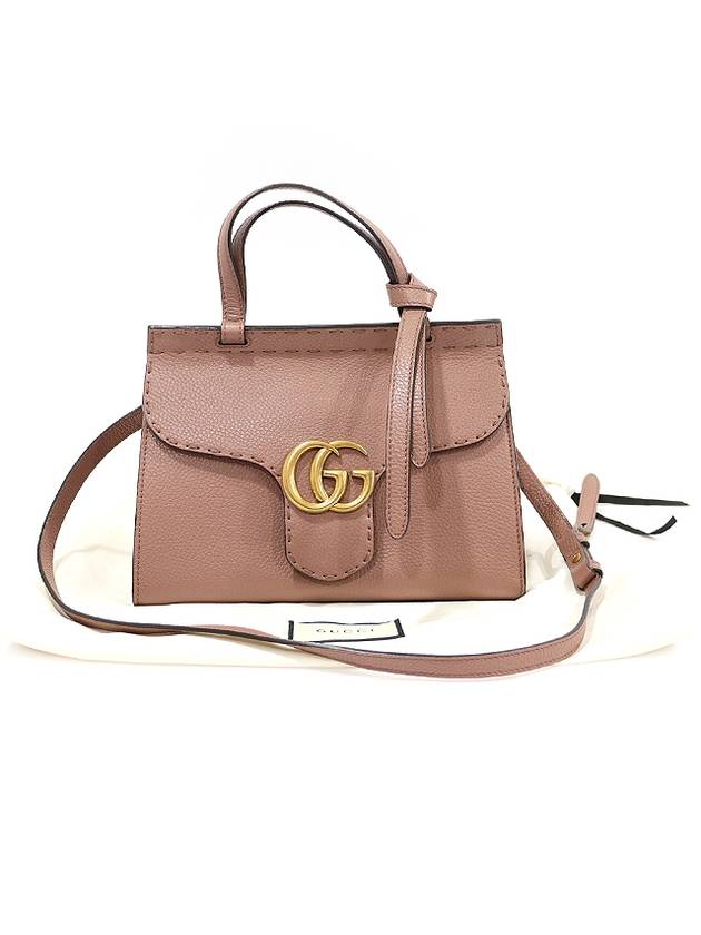 442622 Antique rose leather gold plated GG Marmont mini top handle 2WAY - GUCCI - BALAAN 2