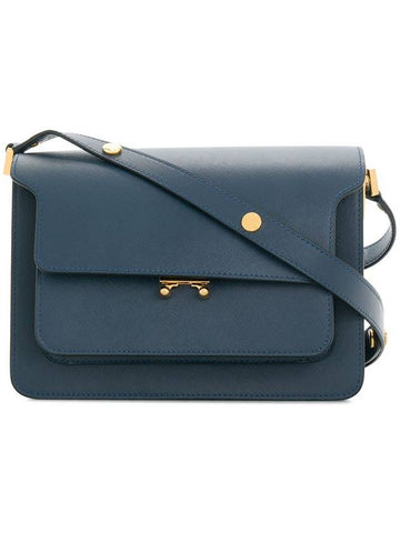 Saffiano Trunk Medium Shoulder Bag Navy - MARNI - BALAAN.