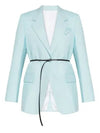 Belted Wool Blazer Jacket Light Blue - BOTTEGA VENETA - BALAAN 2