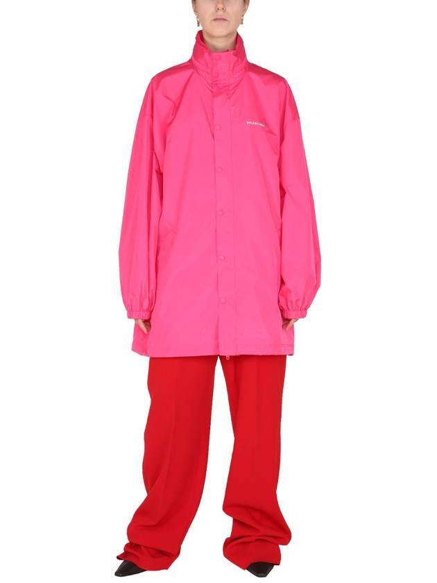 logo oversized taffeta raincoat pink - BALENCIAGA - BALAAN 3