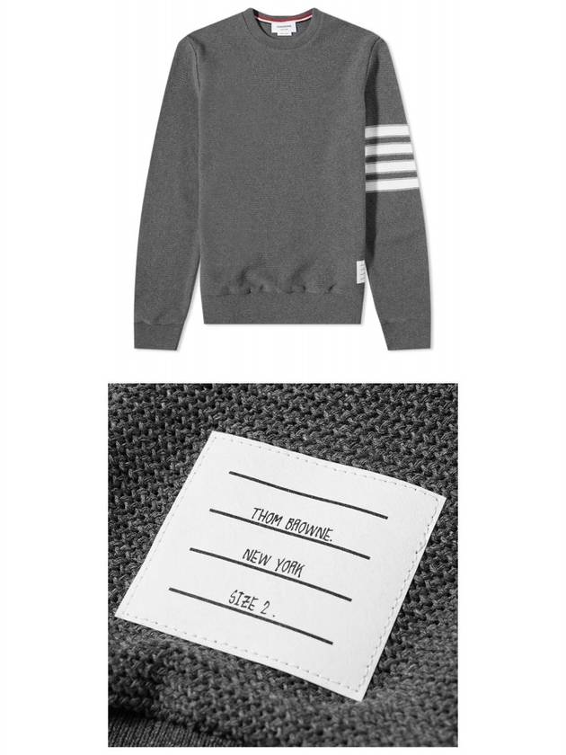 4 Bar Stripe Open Raschel Stitch Sweatshirt Grey - THOM BROWNE - BALAAN 6