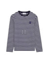 Fox Head Stripe Long Sleeve T-Shirt Navy - MAISON KITSUNE - BALAAN 2