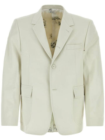 Dyed Gabardine Unconstructed Cotton Jacket White - THOM BROWNE - BALAAN 1