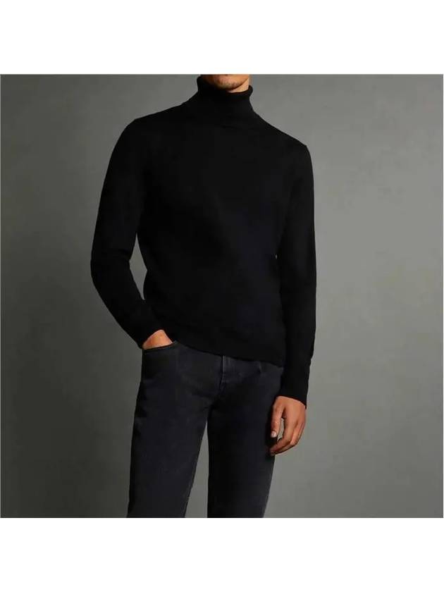 Virgin Wool Turtleneck Sweater Black - FAY - BALAAN 1