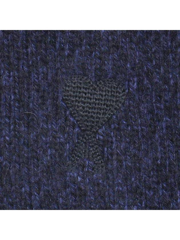 Embroidered Heart Logo Cashmere Cardigan Navy - AMI - BALAAN 7