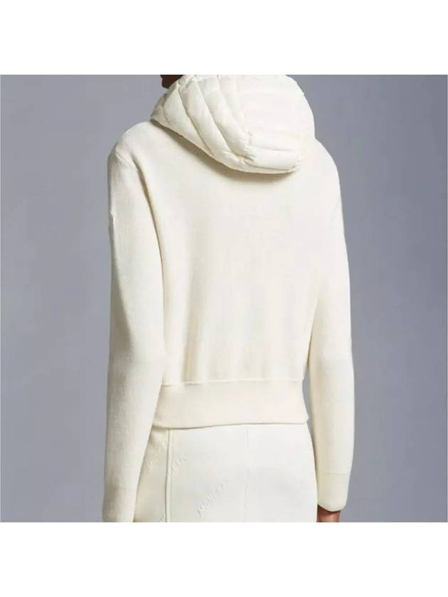 Women's Padded Wool Zip-Up Hooded Cardigan White - MONCLER - BALAAN 5