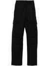 Loose Fit Cargo Cotton Canvas Straight Pants Black - STONE ISLAND - BALAAN 1