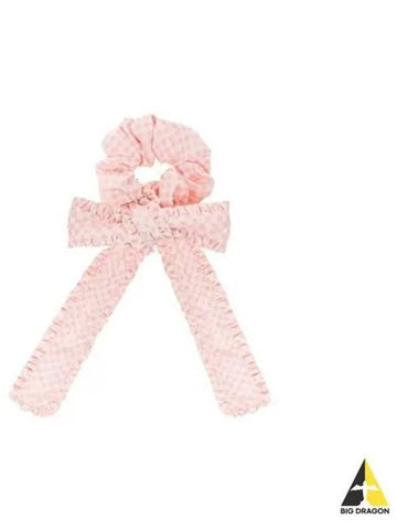 Women s Check Frill Bow Scrunch Hairband Light Pink A4665 - GANNI - BALAAN 1