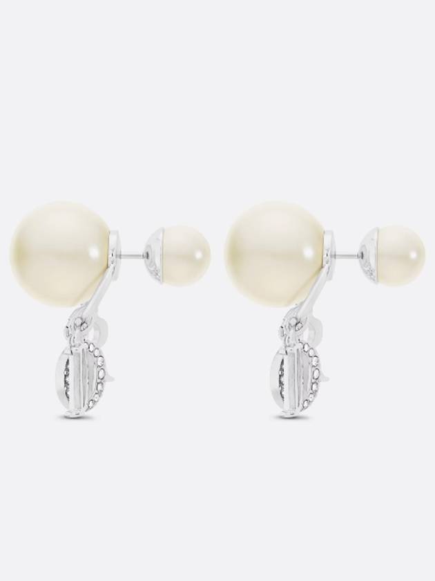 Tribales White Resin Pearls Crystals Earrings Silver - DIOR - BALAAN 3