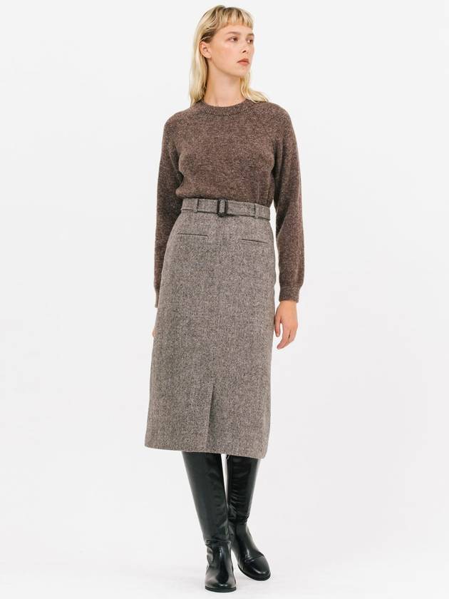 Belted Wool H-Line Skirt Grey - JUN BY JUN K - BALAAN 3