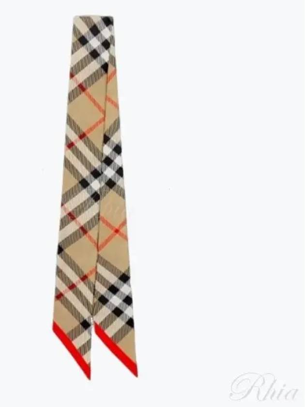 Check Red Hem Silk Scarf Beige - BURBERRY - BALAAN 2