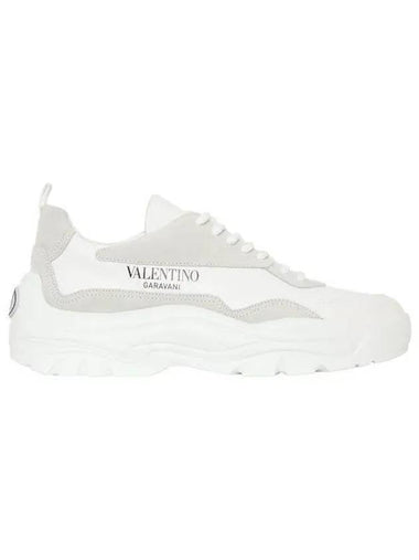 Men's Two-Tone Leather Suede Banshee Gumboy Low Top Sneakers White - VALENTINO - BALAAN 1