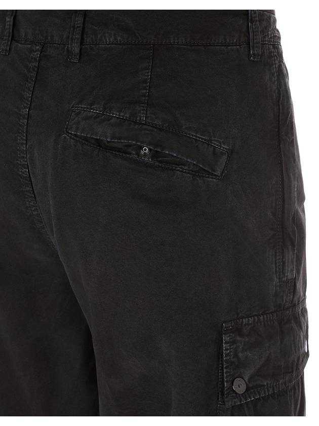 Logo Cotton Slim Cargo Shorts Black - STONE ISLAND - BALAAN 5