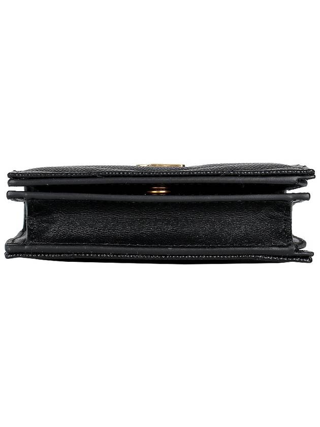 Monogram Caviar Leather Flap Card Wallet Black - SAINT LAURENT - BALAAN 6