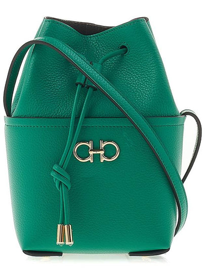 Gancini Mini Bucket Bag Green - SALVATORE FERRAGAMO - BALAAN 2