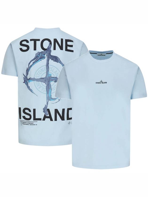 Marble Back Logo Short Sleeve T-Shirt Light Sky - STONE ISLAND - BALAAN 2