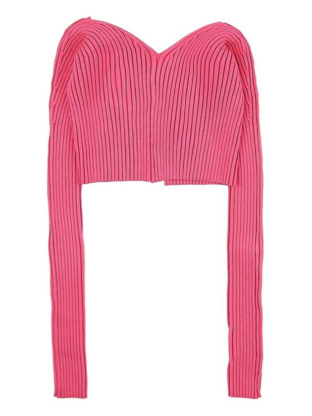 Le Maille Fralu Micro Charm Logo Crop Cardigan Pink - JACQUEMUS - BALAAN.