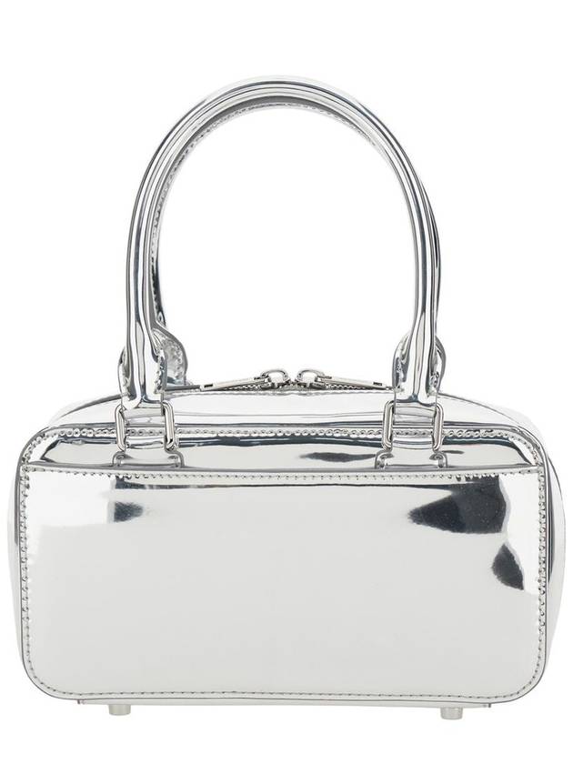 Silver-Colored Handbag With Bows On The Front In Laminated Leather Woman - SELF PORTRAIT - BALAAN 2