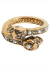 Women's Wrap Around Twin Crystal Skull Ring Gold - ALEXANDER MCQUEEN - BALAAN 2