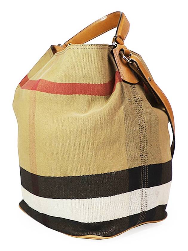 Burberry 39457421 Saddle Brown Leather Check Ashby Medium Hobo 2WAY - BURBERRY - BALAAN 4